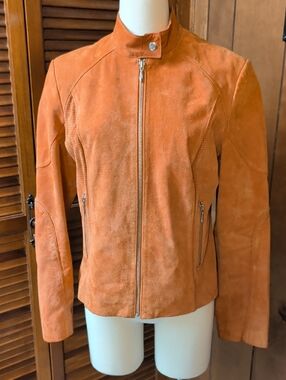 Wilsons Leather Maxima Orange Suede Leather Full-Zip Jacket